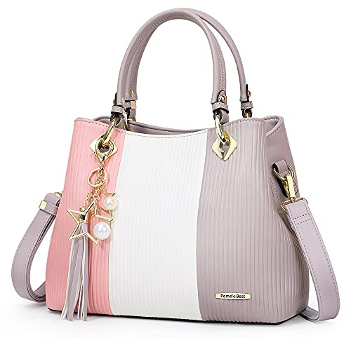 Pomelo Best Leather Purses for Women, Top-Handle & Shoulder Bag with Multiple Pockets, Medium Satchel Handbag Tote for Work, Travel, Daily Use, Wedding