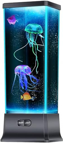 COLORLIFE Cool Jellyfish Tank Aquarium Lamp Night Mood Light for Birthday Holiday Christmas Gifts for Boys Girls Men Wome Home Office Decoration Relaxion
