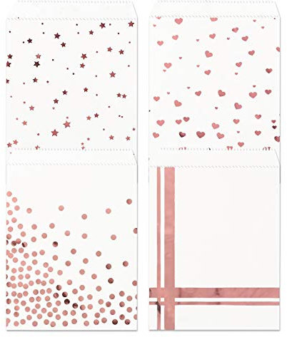 Kesote 100 Papiertüten Rosegold Geschenktüten Partytüten Papier Süßigkeiten Tüten Beutel Candy Bar für Hochzeit Geschenk Mitgebsel
