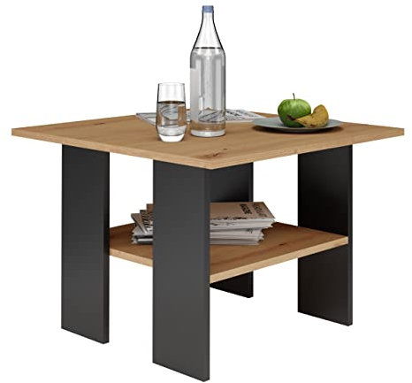 Home Collective Couchtisch Anthrazit-Sonoma braun, Beistelltisch Loft Design, Kratzfeste Oberfläche, Wohnzimmer Couch Tisch Beistell 60x60x45 cm (LxBxH)
