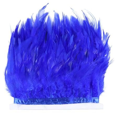 Großhandel mit 10 m Hahnenfedern, natürliche Federfransen, 10–15 cm, Sattelfederband, Hühnerfederbesatz für Kleidung, Königsblau