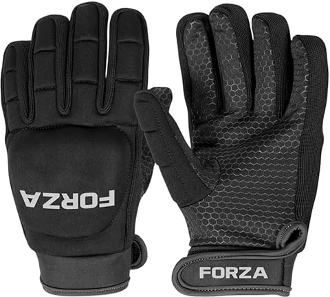 FORZA PU-hockeyhandskar, vänsterhänta fälthockeyhandskar, många storlekar (XS, helfingerhandskar, grå)