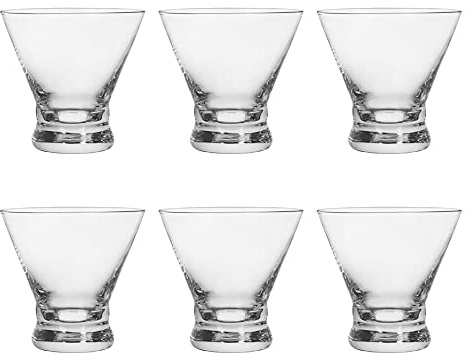 BTGLLAS Martini Glasses Stemless Margarita Cocktail Glasses, Home Bar, Evening Parties, Birthdays, Housewarming Gift (Clear-6 PCS)