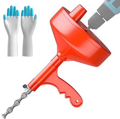 Spirale de nettoyage de tuyau [7,5 M] avec embout de perçage, flexible et long avec ABS solide. Spirale d'évacuation efficace pour nettoyage des tuyaux