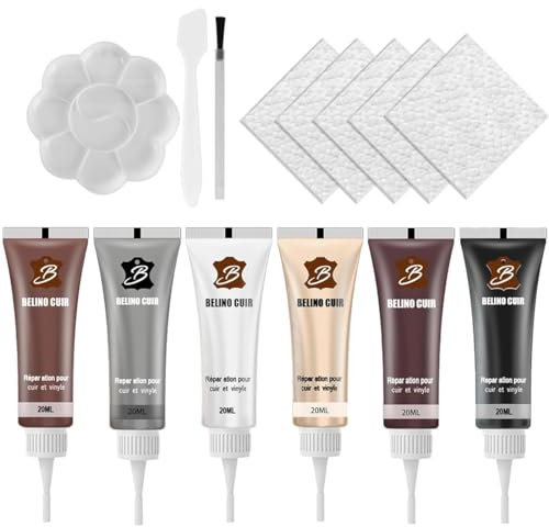 EZOULUOBA Kit di riparazione pelle crema, kit di riparazione in pelle di fiusse, colore crema, kit di riparazione per pelle, riparazione graffi in pelle, set di riparazione per sedili auto, divano