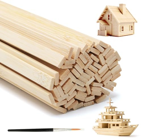 70 Stück Bambusstäbchen 3mm x 9mm, 30cm Lang Holzstäbchen zum Basteln Flache Holzleiste Bambusstreifen Bambusstäbe Holzstäbe Natürliches Bastelholz für DIY-Projekte, Modellbau, Handwerk & Dekoration