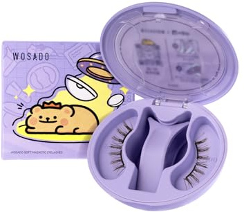 WOSADO×BearisBug Soft Magnetic Eyelashes Kit with Applicator, [No.17 Ice Black] 21.5mm Reusable Glue-free Magnetic Lashes, Cruelty-free False Lashes, Waterproof, Lightweight, Suit for Heavy Makeup