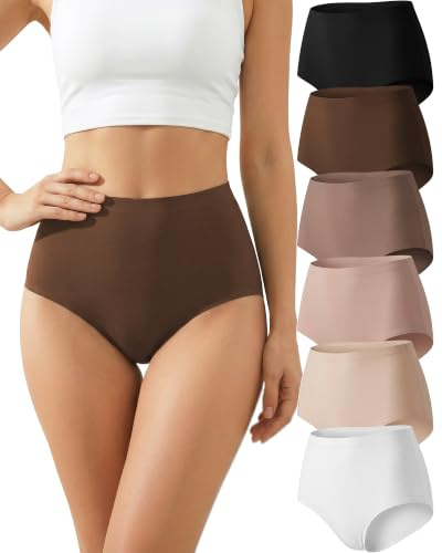 TDONE Seamless Knickers for Women, No Vpl Underwear High Waisted 6 Pack | Breathable Tummy Control Knickers Comfortable Stretch Full Coverage Panties Soft Hipster Invisible Womens Underwear Multipack