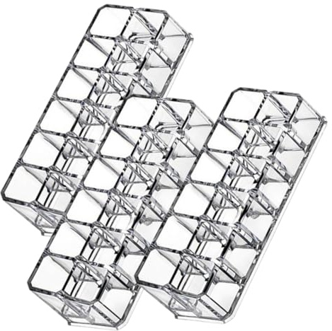 VILLFUL Portarossetti 3pezzi in Plastico 12 Scomparti, Organizer per Cosmetici Salvaspazio, Design Creativo e Stiloso per Trucco Quotidiano
