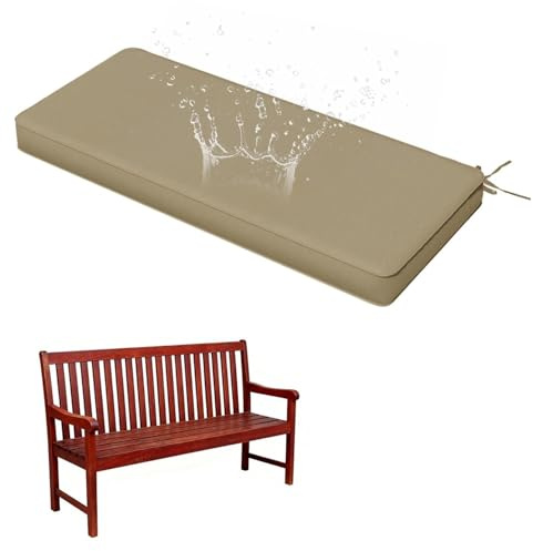 Outdoor Bench Cushion Waterproof 38x18 48x18 48x16inch, Patio Furniture Cushions with Non-Slip Ties for Porch Swing Pad, Garden Bench, Indoor Bench Seat Cushions Replacement(Light Khaki,38x18x2Inch)