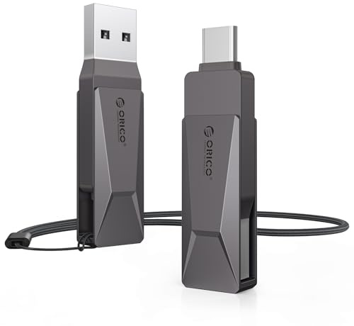 ORICO Memoria USB 128 GB USB 3.2 OTG, hasta 150 MB/s, Pendrive 2 en 1 Tipo C, Carcasa de Metal, Compatible con iPhone 17/16/15, Android, Smartphones, Tablets, Mac y Portátiles, Gris, CB05