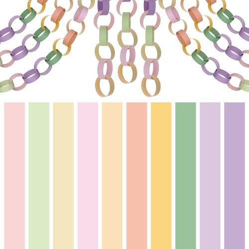 BOUBONI 600 Pieces Paper Chains Paper Strips 1 x 7 Inch for Birthday Party Decorations DIY Crafts Favors (Pastel Colors)