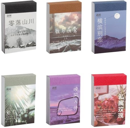 LOLANIUT Set Sticker Journaling 6 Libretti Adesivi Scrapbook Accessori Bullet Journal DIY Vintage Botanico Cartoon Scritte Cielo Stellato Minimalista per Agenda Diario e Bricolage