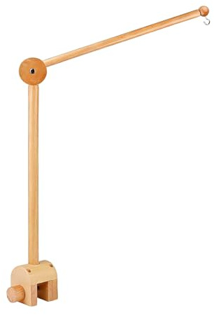 Support Mobile Bébé Bois, Bras Mobile Réglable en Hauteur, Idéal pour Lit de Bébé et Table à Langer, Fixation Antidérapante, Suspension Carillons Éoliens et Boîte à Musique