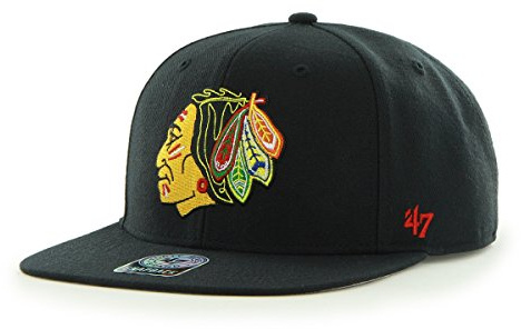 47_brand Cappellino NHL Chicago Blackhawks Captain Snapback Sure Shot Nero OSFA (Formato Misura Qualsiasi)