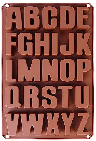 Molde Jabón profesionales 26 letras – Extra Estable de silicona molde color Chocolate Forma 34 * 22.5 * 2.5 cm