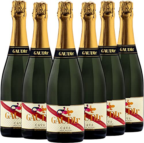 Cava Brut Nature Gaudir – Caja 6 Botellas 0,75 L – Burbuja Fina, Persistente, Buena Acidez y Equilibrio – Edición Limitada Inspirada en Barcelona – Ideal para Celebraciones y Eventos Gourmet - Vegano