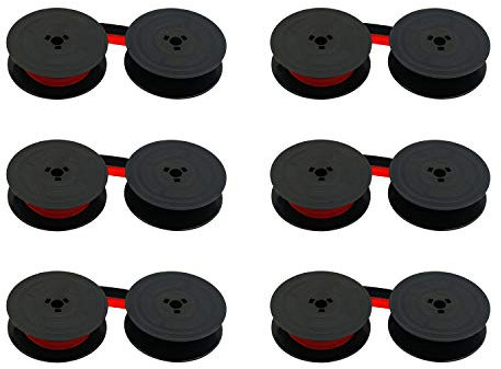 Printerfield Schreibmaschinentintenspule/Farbband in Schwarz & Rot für Olivetti GR.4/GR.8 für OLIVETTI Schreibmaschine für Taschenrechner Olivetti GR4 (6 Pack)