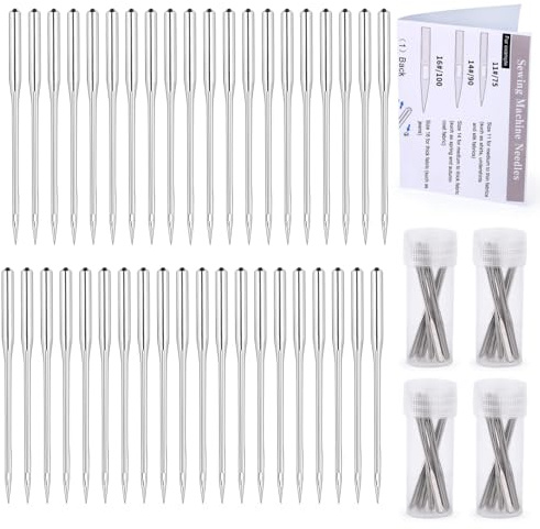 Universal Sewing Machine Needles 90/14 Sewing Needles for Sewing Machine | 40 Pcs Sharp Sewing Needles with Sewing Machine Accessories Instruction for Home Sewing Machine