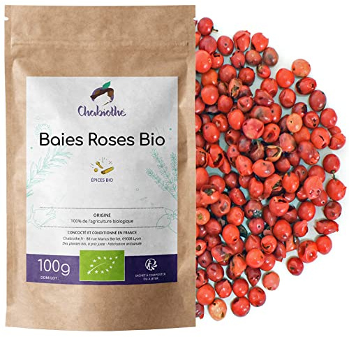 Chabiothé - Baies roses Bio 100g - grains entier poivre - conditionné en France