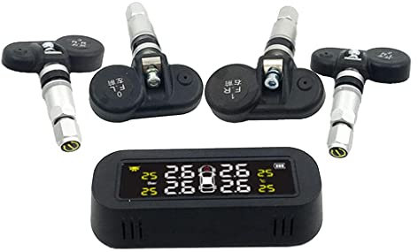 zalati Monitoraggio della pressione dei pneumatici dell'auto con 4 sensori nascosti Sistema di monitoraggio della pressione dei pneumatici solare wireless TPMS integrato