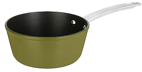 Sitram 715702 Stieltopf, recyceltes Aluminium, Durchmesser 18 cm, Höhe 8 cm, Farbe Grün, metallisch, Antihaftbeschichtung, ohne PFOA, Griff aus Edelstahl, genietet – für alle Herde, auch Induktion