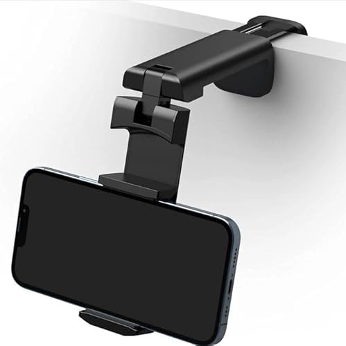 Orco Universal Airplane Phone Holder Mount - 360° Rotating Travel Essential for Flying, Desk & Kitchen - Adjustable Folding Cell Phone Stand for iPhone 15 14 13, Samsung & Android Devices - Black