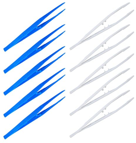 ccHuDE 10 Pcs 18cm Long Plastic Tweezers Reptiles Feeding Tongs Aquarium Plants Tweezers Craft Beading Tweezers for Jewelry Making