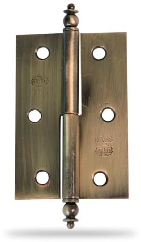 Amig - Pack de 2 Bisagras para muebles - Apertura mano Derecha - Acero Latonado - 70 x 43 x 1,2 mm - Desmontable, Canto Cuadrado y Sin Remate