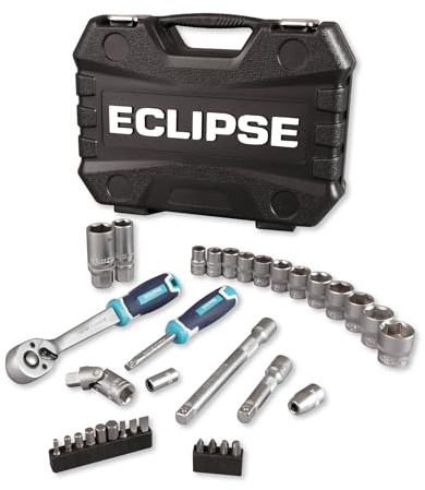 Eclipse Professional Tools ESS34PS ¼ & ⅜ 34-teiliger Steckschlüssel-Satz mit Vierkantantrieb (metrisch)