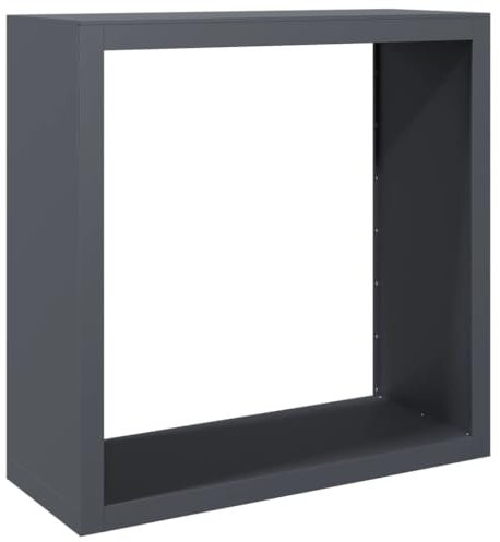 vidaXL Brennholzregal, Kaminholzregal mit Stauraum, Holzregal Holzlager für Brennholz, Außen Feuerholzregal Kaminholzständer, Anthrazit Stahl