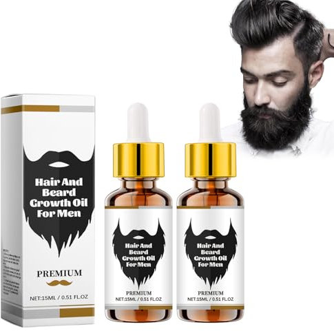 2 Pezzi Olio per La Crescita Dei Capelli E Della Barba, Siero per La Barba E Capelli, Per La Nutrizione E L'ammorbidimento Dei Capelli E Della Barba, Promuovere La Rigenerazione Dei Capelli