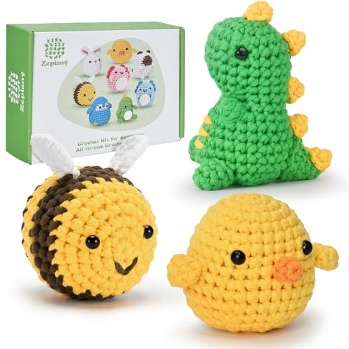 ElysiumEq Häkelset für Anfänger mit Häkelgarn, Häckel Kit für Anfänger für Diy Set Erwachsene, Häkelset Tiere für mit Schritt-für-Schritt-Videoanleitungen auf Deutsch für Weihnachtsgeschenke