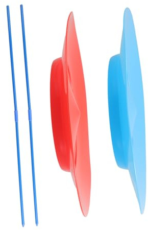 UPKOCH Lot de 2 Assiettes de Jonglage Rotatives Rouge et Bleu pour Garçon et Filles et Adultes, Plaque Tournante Souple avec Bâtons, Jeu de Jonglage pour Spectacles, Fêtes et Apprentissage des Arts