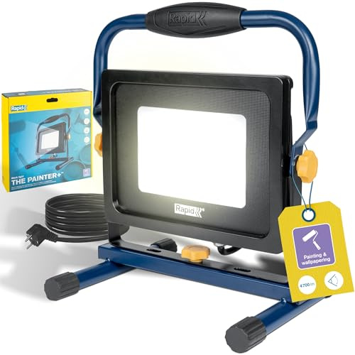 Projecteur LED Rapid The Painter+ : Éclairage fort 5000 lumens, angle réglable pour peinture et rénovation, lumière anti-éblouissement, 50W, IP65, température de couleur 6000K, câble 2,5m, (5001730)