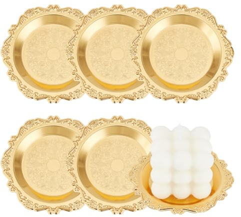 OLYCRAFT 6pz Portacandele Decorativo Portacandele Rotondo Dorato Portacandela Piattino Porta Candele Portacandela A Colonna Dorati Porta Candele In Metallo Decorativo per Centrotavola Decorativi