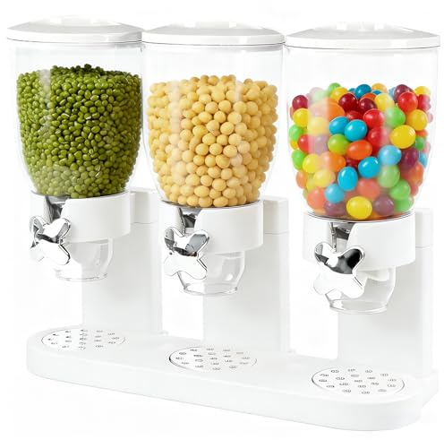 YuLiMirich Cereal Dispenser 2 L, lufttät flingdispenser för att organisera köksförvaringsutrymmet, frukostdispenser med 3 lufttäta behållare för flingor, ris, korn, godis, kaffebönor