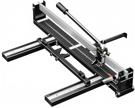 Heavy Duty Manual Tile Cutter with Tungsten Carbide Wheel for Ceramic and Porcelain Tiles - Aluminum Base and Adjustable Scale
