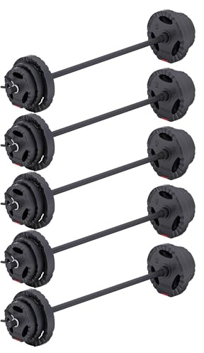 GORILLA SPORTS® Aérobic Haltères longues - 130 cm, individuel/ensemble, avec/sans poids, 30 mm, avec fermoirs à ressort, en plastique, noir, barre d'haltères pour fitness, musculation