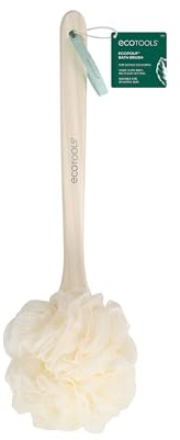 EcoTools EcoPouf Bath Brush, Loofah Brush for Bath & Shower, Made with Long Handle & Recycled, Soft Netting for Gentle Exfoliation, Back Brush for Men & Women, Eco-Friendly & Cruelty-Free, 1 Count