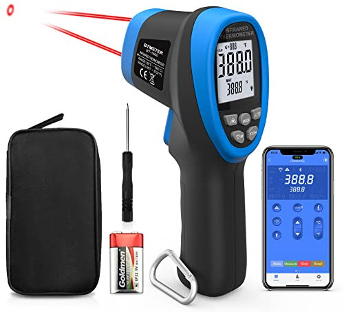 BTMETER BT-1500APP Infrared Thermometer Gun, Dual Laser 30:1 Pyrometer, Industrial High Temperature Meter for -50℃ ~ 1500℃(-58 to 2732℉), HVAC, Kiln, Forge, Cooking, Pizza Oven【Not for Human】