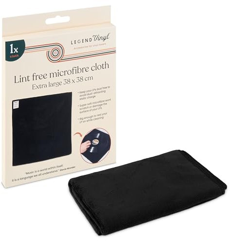 Legend Vinyl Paño de limpieza antiestático extra grande de 38 cm x 38 cm, paños de microfibra sin pelusas, perfecto para limpiar y proteger tus discos de vinilo