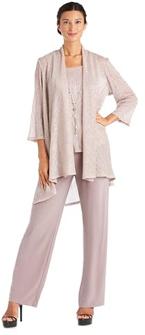 R&M Richards Women's Luxe Harmony Duster Set, Blush, 16