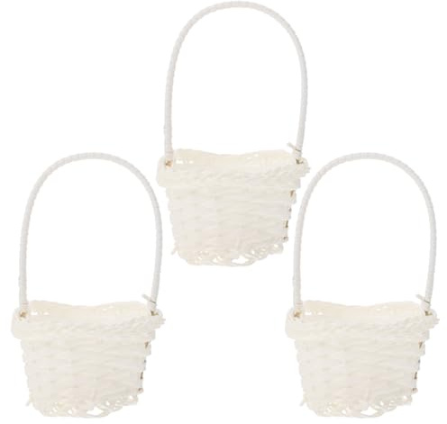 KOMBIUDA 3 cestas de almacenamiento de Pascua para adolescentes, minicesta para manualidades, flores colgantes, mini cesta de mimbre para fresas color , bolsa de regalo de ratán, ramo de