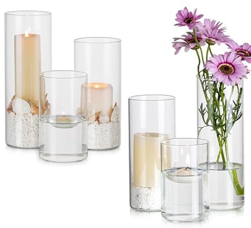 JMIATRY Lot de 6 Vase Transparent 10/15/20 cm, Photophore Verre, Photophore en Verre transparen, Vase Transparent Verre pour Décorations De Table À Manger Centres
