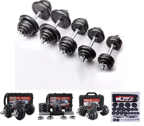 Cast Iron Adjustable Dumbbells Weight Barbell Set Men Women 15kg 20kg 30kg 50kg | Cast Iron Adjustable Dumbbells Weight Set | Training Equipment Home Gym Fitness (20, Kilograms)