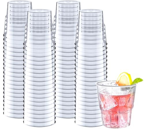 Mispudin 80 Vasos Plastico Duro Transparente, 180ml Copas Plastico Duro Reutilizable, Vasos para Cóctel, Sidra, Cerveza, Vasos Transparentes para Fiestas, Cumpleaños, Bodas