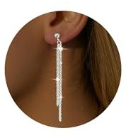 Ohrringe 925 Silber Sterling Hängend Quaste Kette Baumeln Ohrstecker für Damen Ohrhänger Kugel Hängend Lange Baumeln Hypoallergene Lange Tropfen Ohrstecker Schmuck