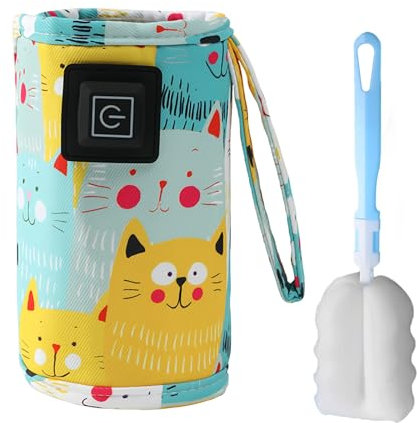 Flaschenwärmer Baby Unterwegs,Flaschenwärmer Baby to Go,Baby Flaschenwärmer Unterwegs,für Alle Flaschengrößen Geeignet,mit Flaschenbürste,für Reisen und Picknick Geeignet