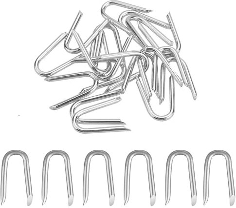 Rmeet Grapas U,100 Piezas Clavos Tipo U de Acero, Grapas para Cercas, Clavos U Galvanizados, Fijación para Redes Malla de Alambre, Cercas Tejidas de Espino, Ferretería